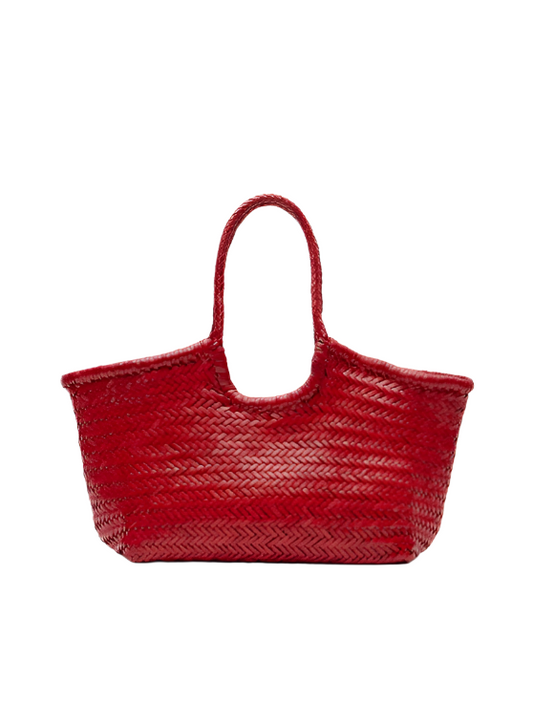 The Artisan Weave Cherry - Woven Leather Bag in Red
