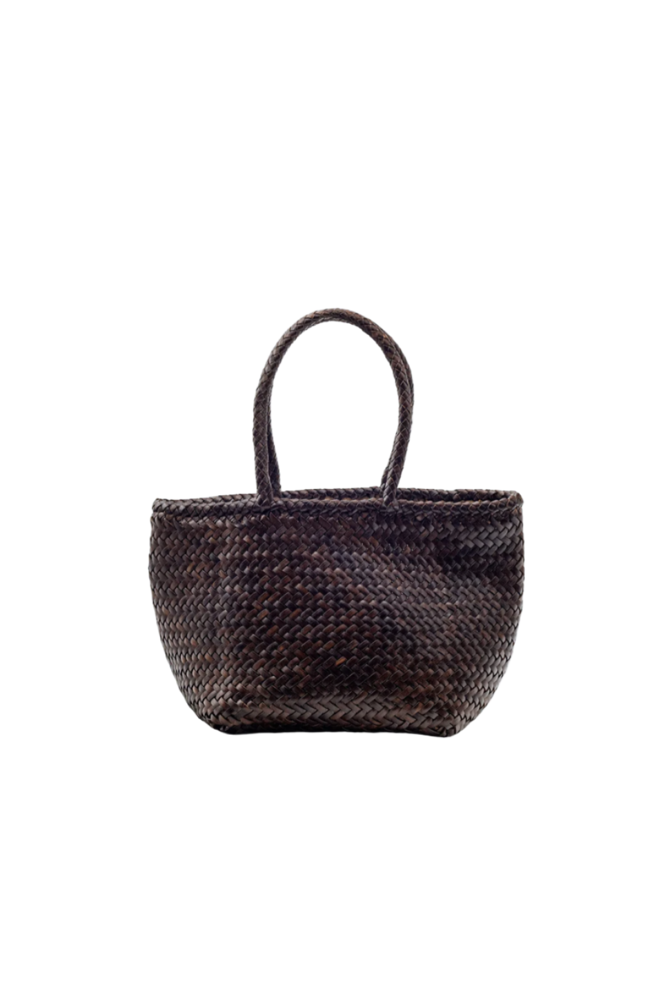 Corda Petite Cedar - Woven Leather Basket Bag in Dark Brown