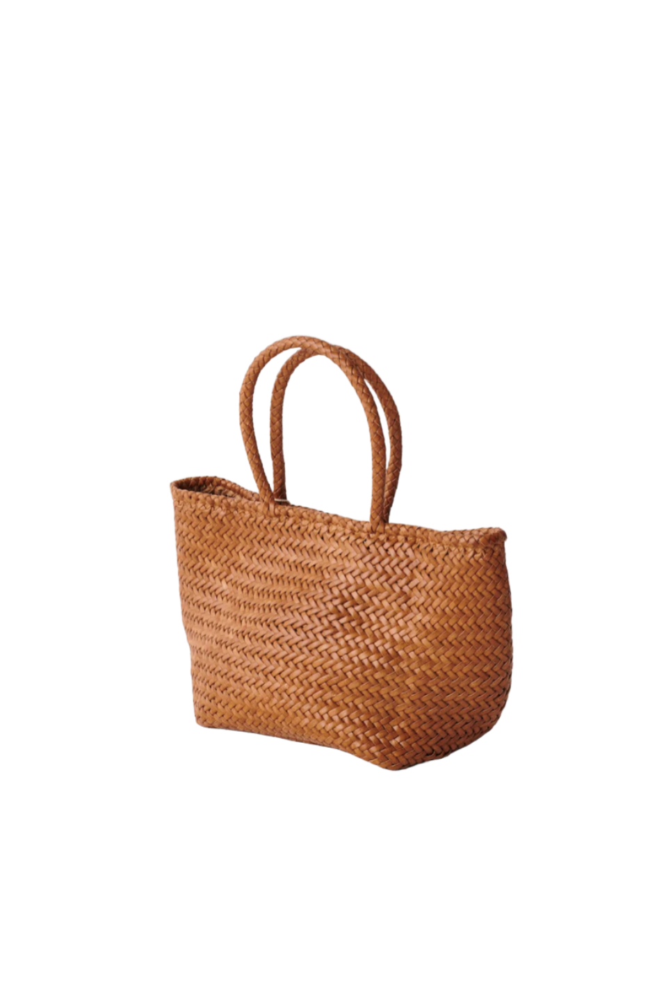 Corda Petite Tan - Woven Leather Basket Bag in Tan