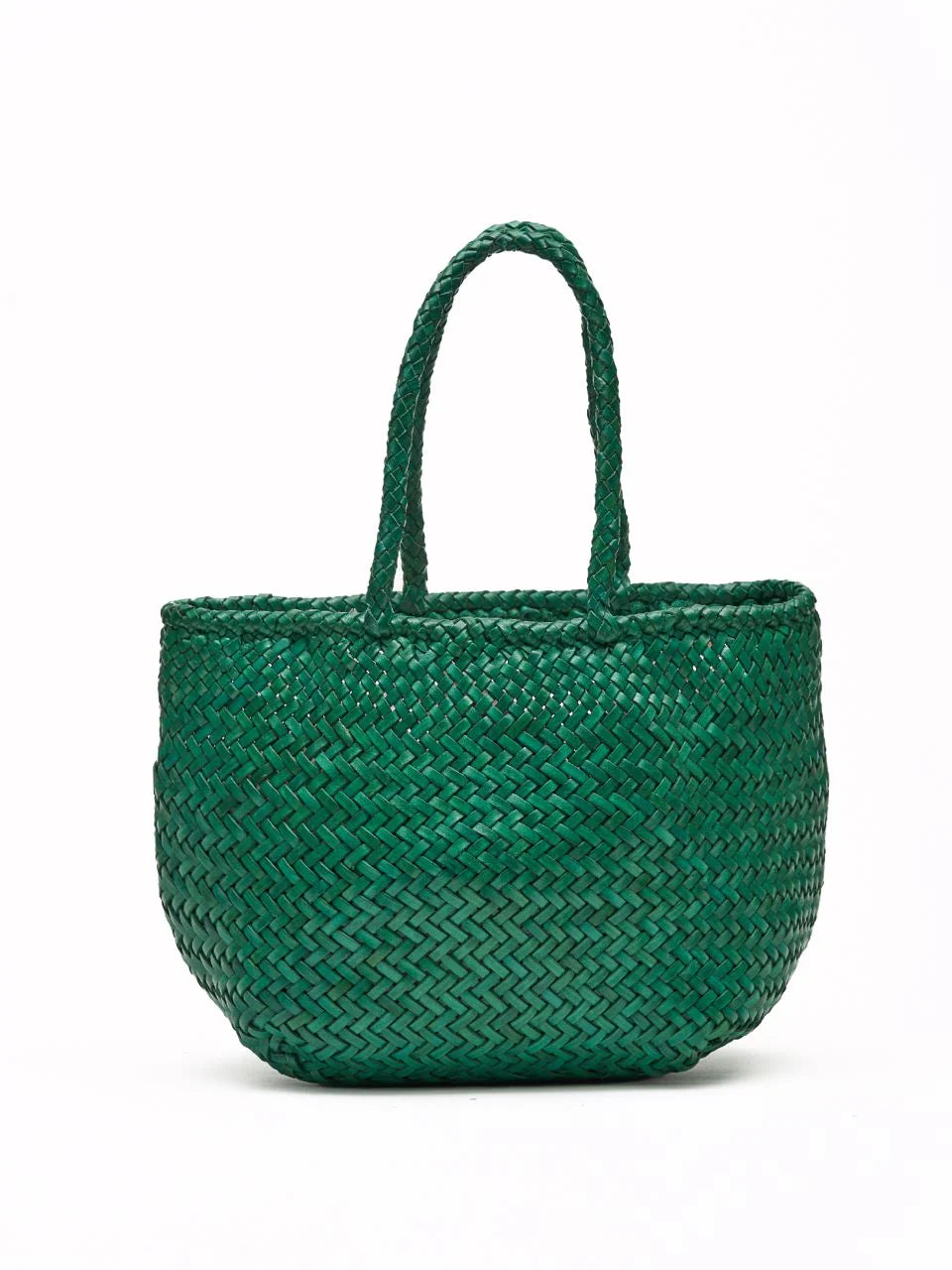 Corda Petite Jade - Woven Leather Basket Bag in Jade Green