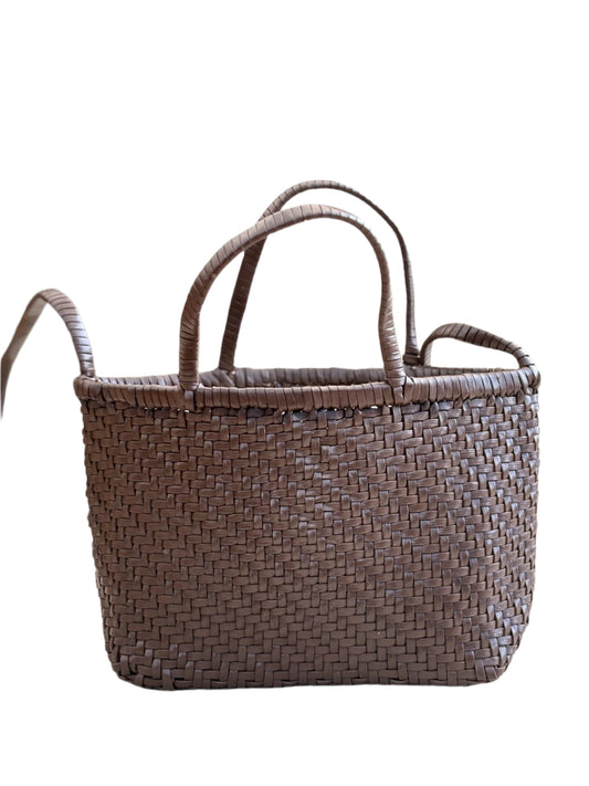 Amore Sling Choco - Woven Leather Sling Bag in Chocolate Brown