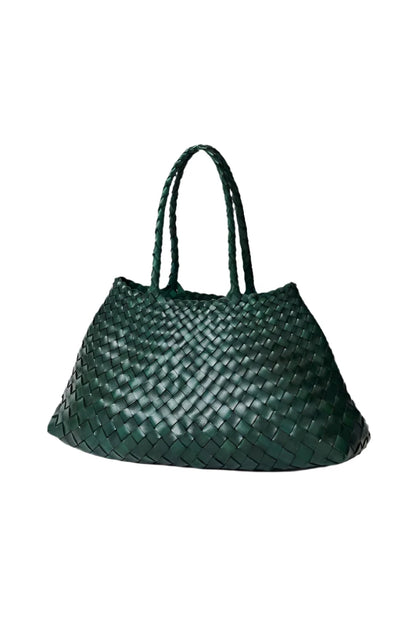 Patina Large Jade - Woven Leather Bag in Jade Green