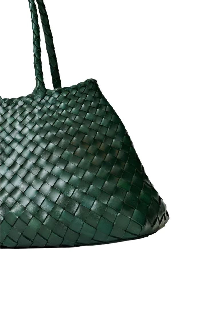 Patina Large Jade - Woven Leather Bag in Jade Green