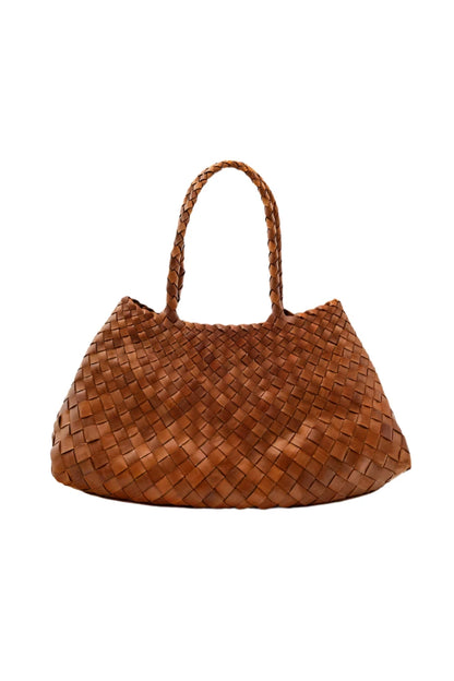 Patina Large Tan - Woven Leather Bag in Tan