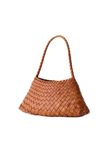 Unicorn Patina Tan - Woven Leather Bag With Single-Handle in Tan