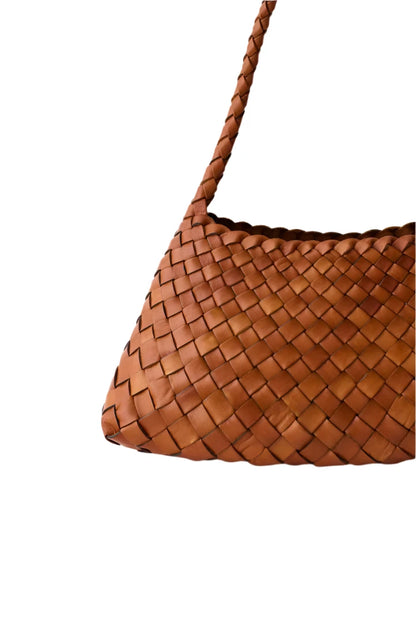 Unicorn Patina Tan - Woven Leather Bag With Single-Handle in Tan