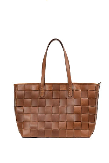 Riga Tan - Woven Leather Tote in Tan