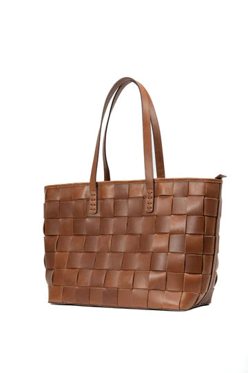 Riga Tan - Woven Leather Tote in Tan