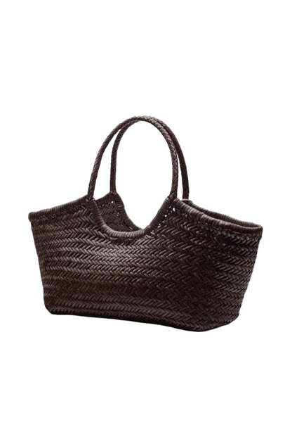 The Artisan Weave Cedar - Woven Leather Bag in Dark Brown